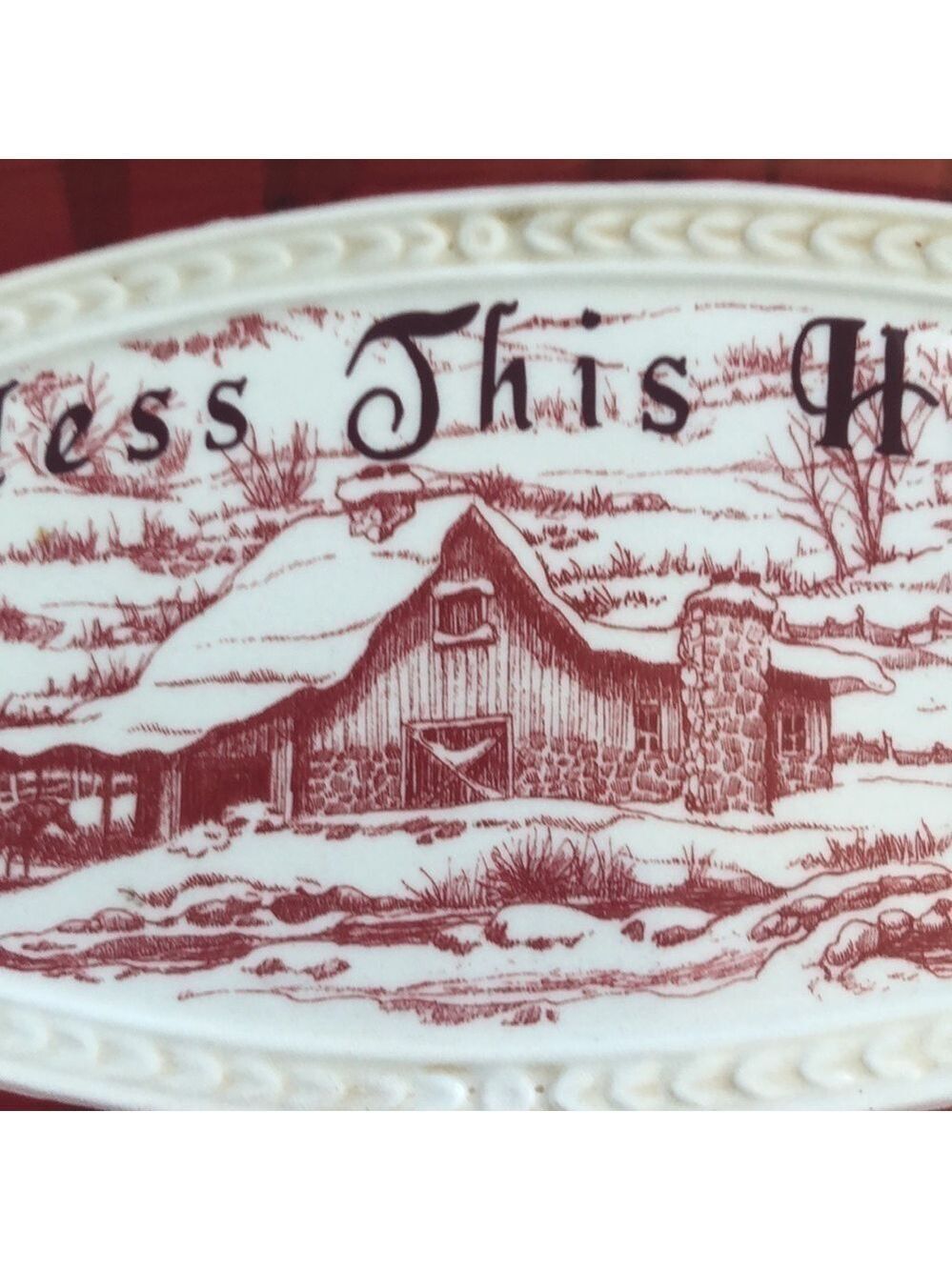 Fitz and Floyd Town Country Bless This House Ceramic Oval Plate - Picture 5 of 8